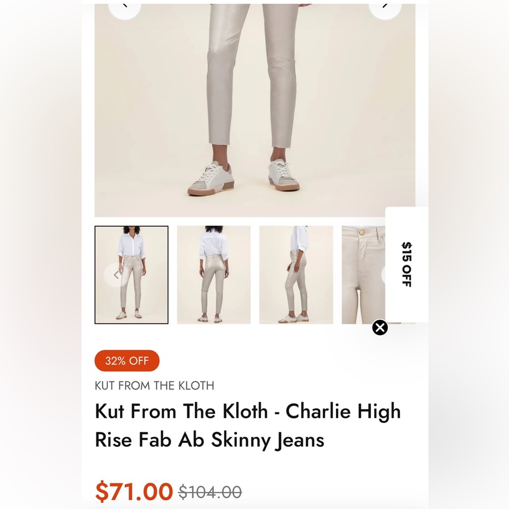 Kut from the Kloth Charlize Metallic Coated High Rise Cigarette Leg Pants - Picture 9 of 9